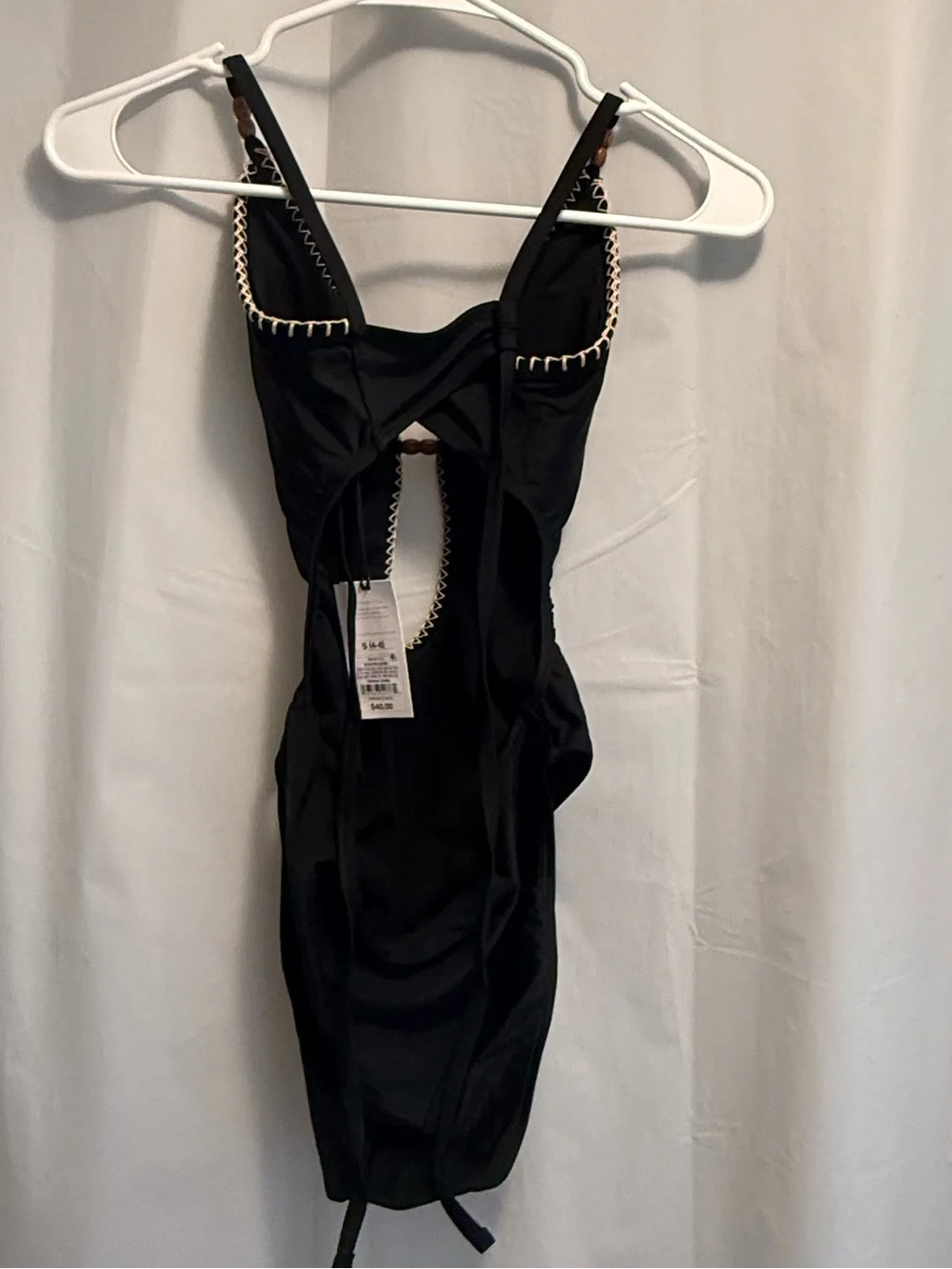 Shade & Shore Black One-Piece with Cream Contrast Trim